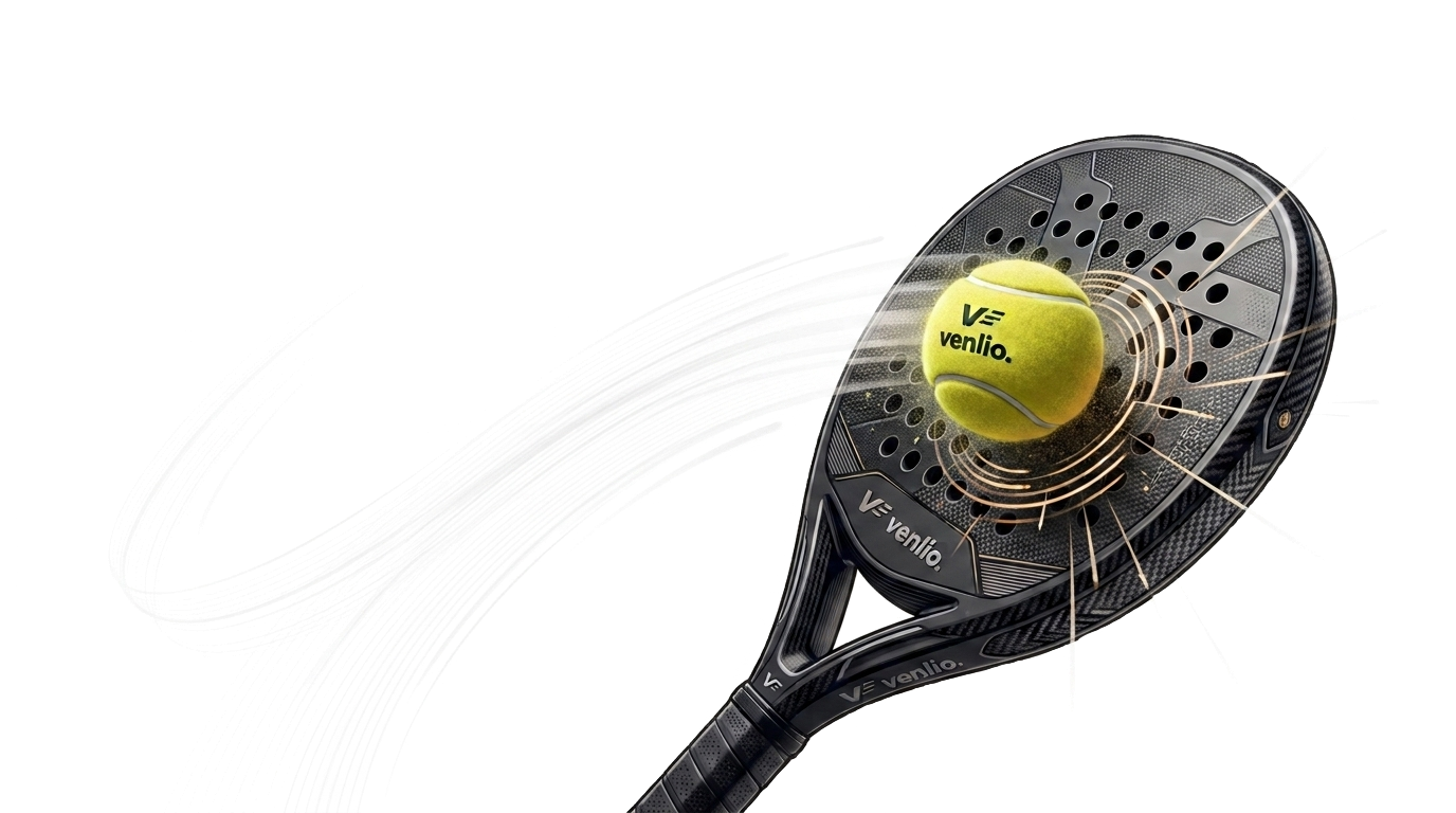 Padel racket hitting a ball